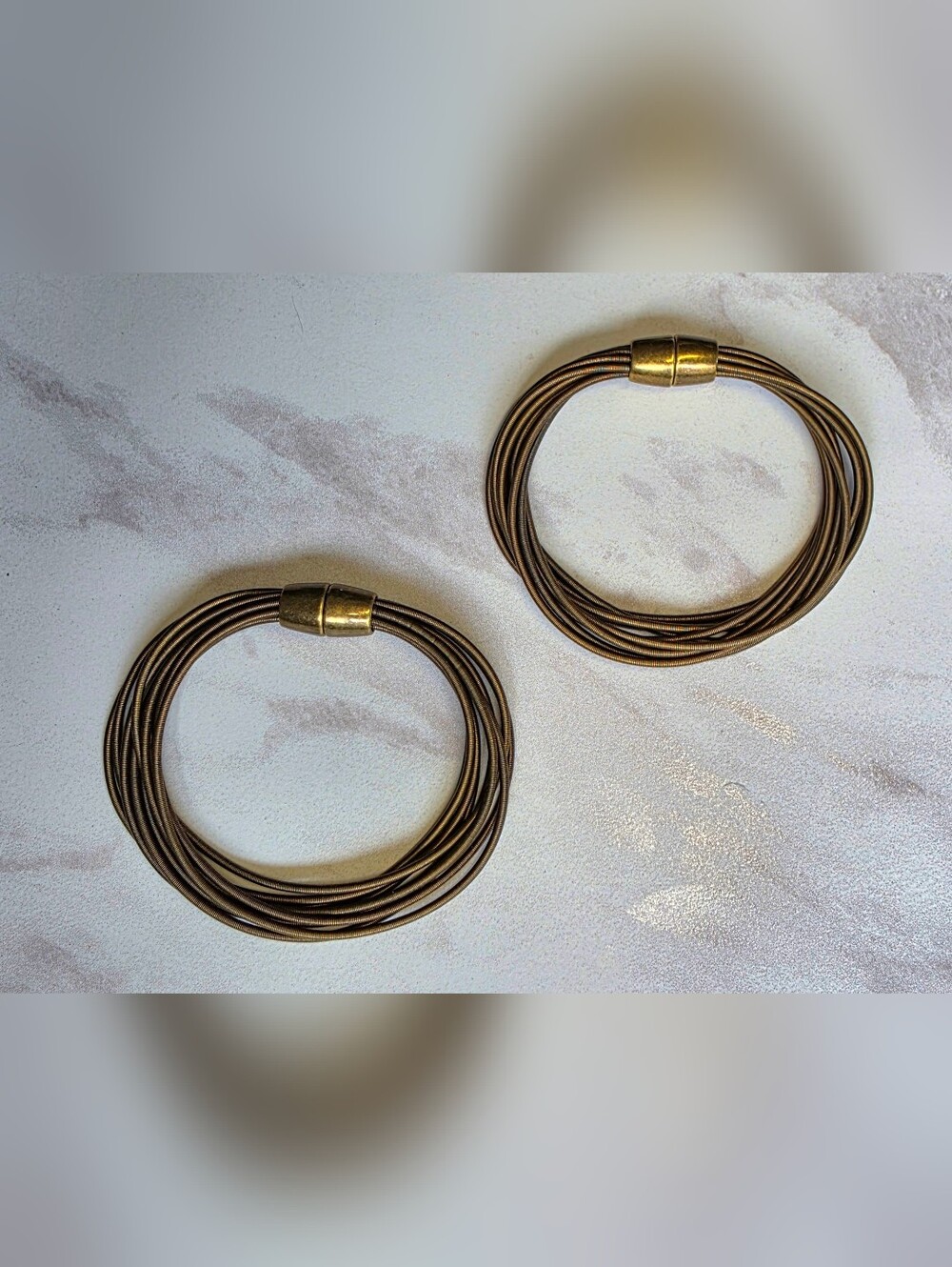 Duo Multi-Strand Brown Hoop Earrings with Gold Accents